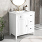 30" Bathroom Vanity with Sink Top, Solid Wood Cabinet with Door and Two Drawers, White