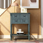 TREXM Narrow Console Table, Slim Sofa Table with 3 Storage Drawers and Bottom Shelf, Navy Finish