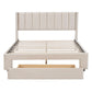 Queen Size Storage Bed Velvet Upholstered Platform Bed with a Big Drawer - Beige