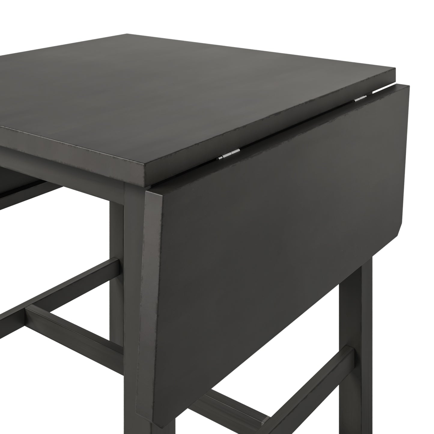 Juego de comedor TOPMAX de 5 piezas con lámpara colgante de madera cuadrada, mesa expandible y 4 sillas con respaldo en forma de escalera, color gris