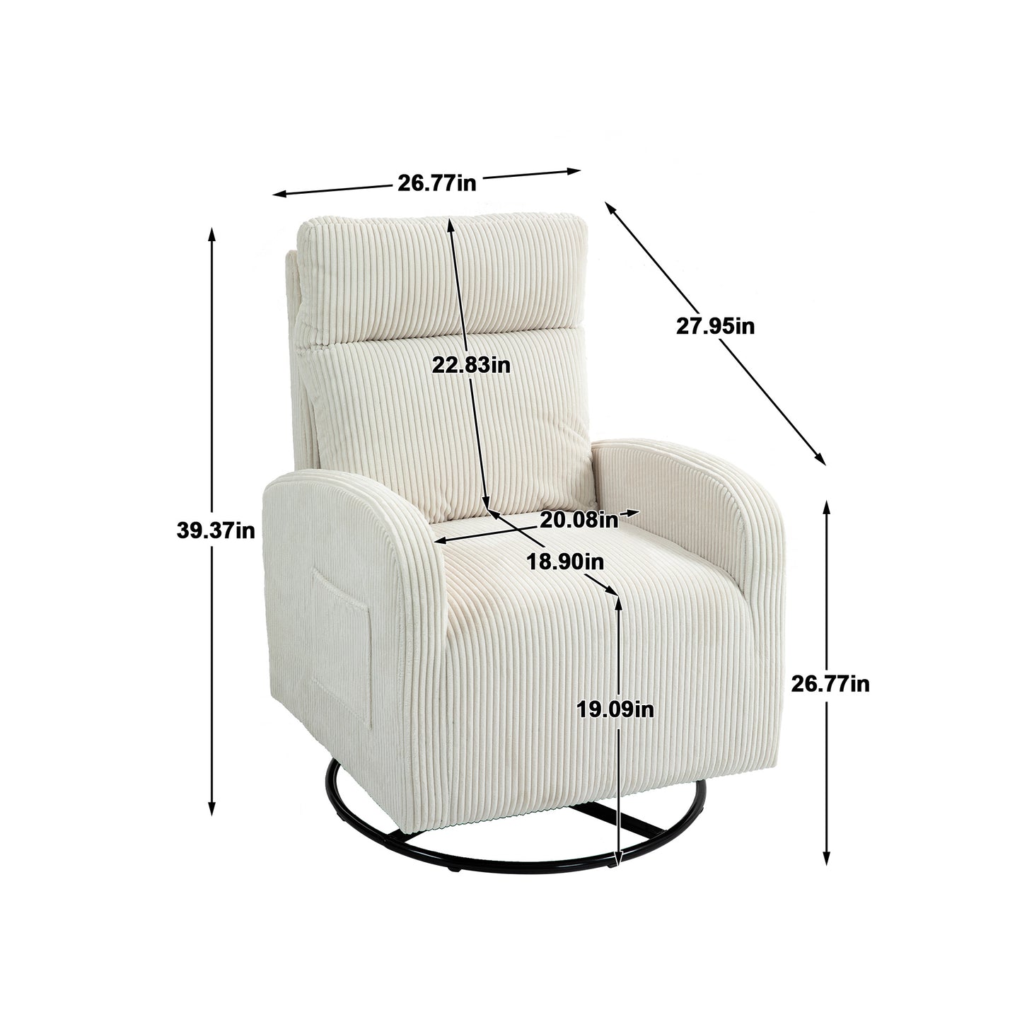 JiaDa Upholstered Swivel Glider.Flannel fabric.Rocking Chair for Nursery in Beige.Modern Style One Left Bag