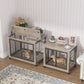 Furniture Style Dog Crate Side Table on Wheels with Double Doors and Lift Top.Grey,38.58''w x 25.5''d x 27.36''h