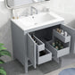 Bathroom Vanity with Sink, Multi-functional Bathroom Cabinet with Doors and Drawers, Solid Frame and MDF Board, Grey