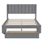 Full Size Storage Bed Velvet Upholstered Platform Bed with a Big Drawer - Gray