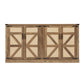 65-Inch Rustic Oak Faux Rattan Sideboard, Barn Door Design for Living Rooms, Entryways, and Bedrooms