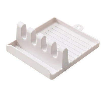 Soporte para cucharas de cocina, tenedor, espátula, estante organizador, soporte de plástico para cucharas, soporte para palillos, almohadilla antideslizante para cucharas, utensilios de cocina