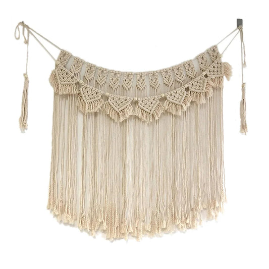 Tapiz de macramé para colgar en la pared, estilo bohemio, elegante, escénico, hecho a mano, tejido a mano, para sofá, dormitorio, decoración de fondo 