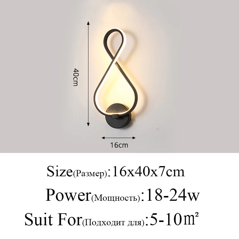 Lámparas de pared minimalistas modernas para sala de estar, dormitorio, mesita de noche, 16 W, CA 96 V-260 V, aplique LED, lámpara blanca y negra, iluminación decorativa para pasillo