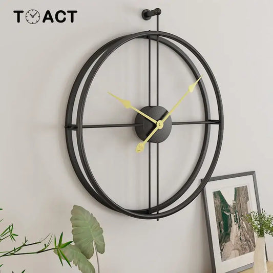 Reloj de pared grande de metal vintage, diseño moderno para decoración del hogar y la oficina, relojes colgantes, reloj de pared clásico europeo breve para sala de estar 