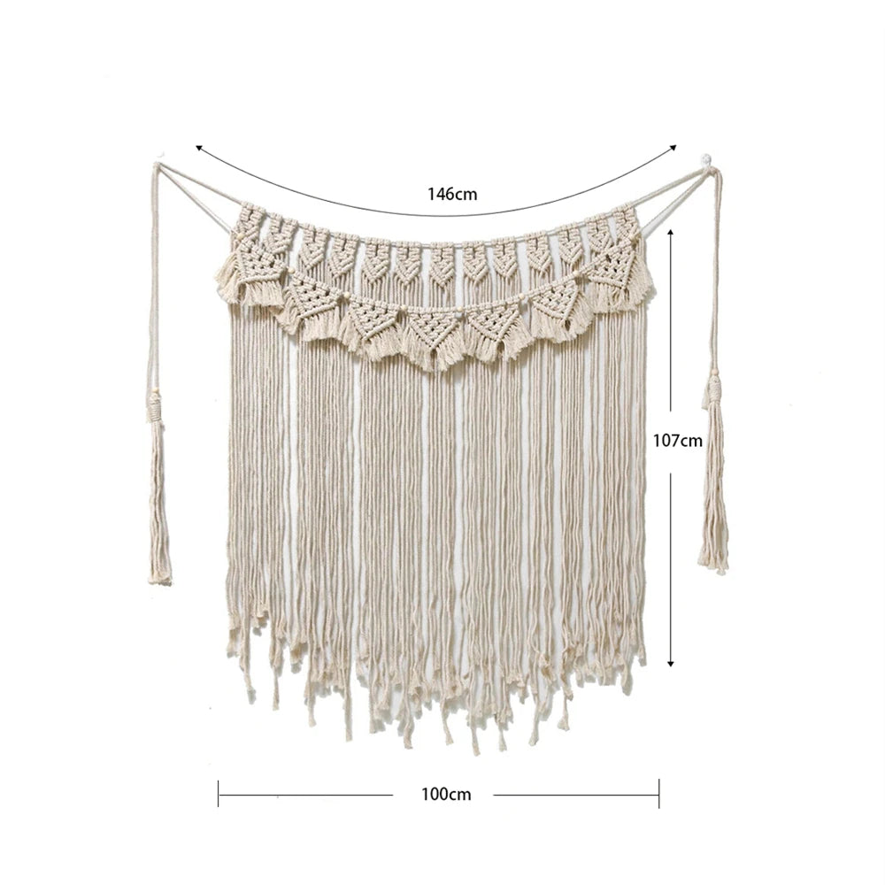 Tapiz de macramé para colgar en la pared, estilo bohemio, elegante, escénico, hecho a mano, tejido a mano, para sofá, dormitorio, decoración de fondo 