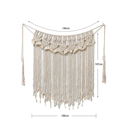 Tapiz de macramé para colgar en la pared, estilo bohemio, elegante, escénico, hecho a mano, tejido a mano, para sofá, dormitorio, decoración de fondo 