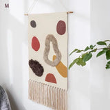 Tapiz de macramé para colgar en la pared, tapiz de algodón y lino con borlas, estampado geométrico, tapiz musulmán para colgar en la pared, tapices de macramé para decoración del hogar