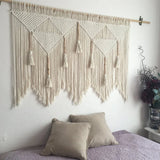 Tapiz bohemio de cuerda de algodón tejido a mano con macramé para colgar en la pared, decoración del hogar