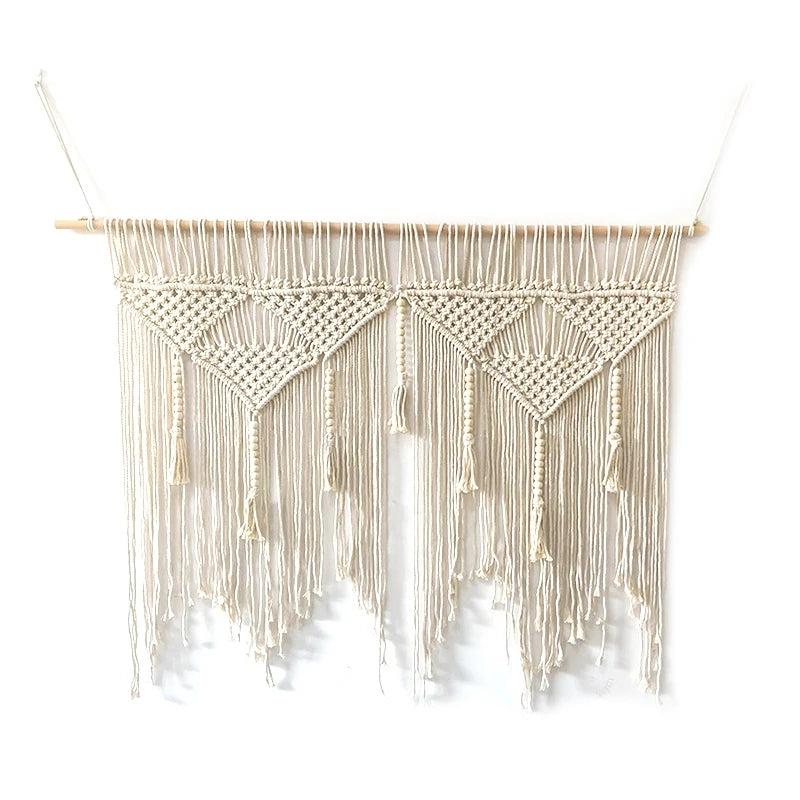 Tapiz bohemio de cuerda de algodón tejido a mano con macramé para colgar en la pared, decoración del hogar