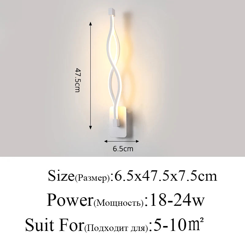 现代简约壁灯客厅卧室床头16W AC96V-260V LED壁灯黑色白色灯过道灯饰