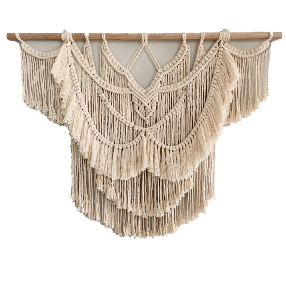 Tapiz de macramé grande para colgar en la pared, arte geométrico, decoración de pared, fondo bohemio para el dormitorio del hogar, artesanía elegante, tapiz tejido 